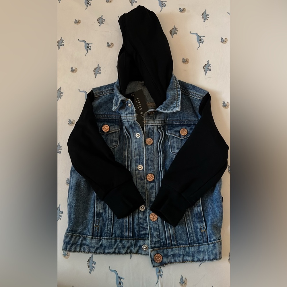 Little Bipsy Jean Jacket with Knit Sleeves
